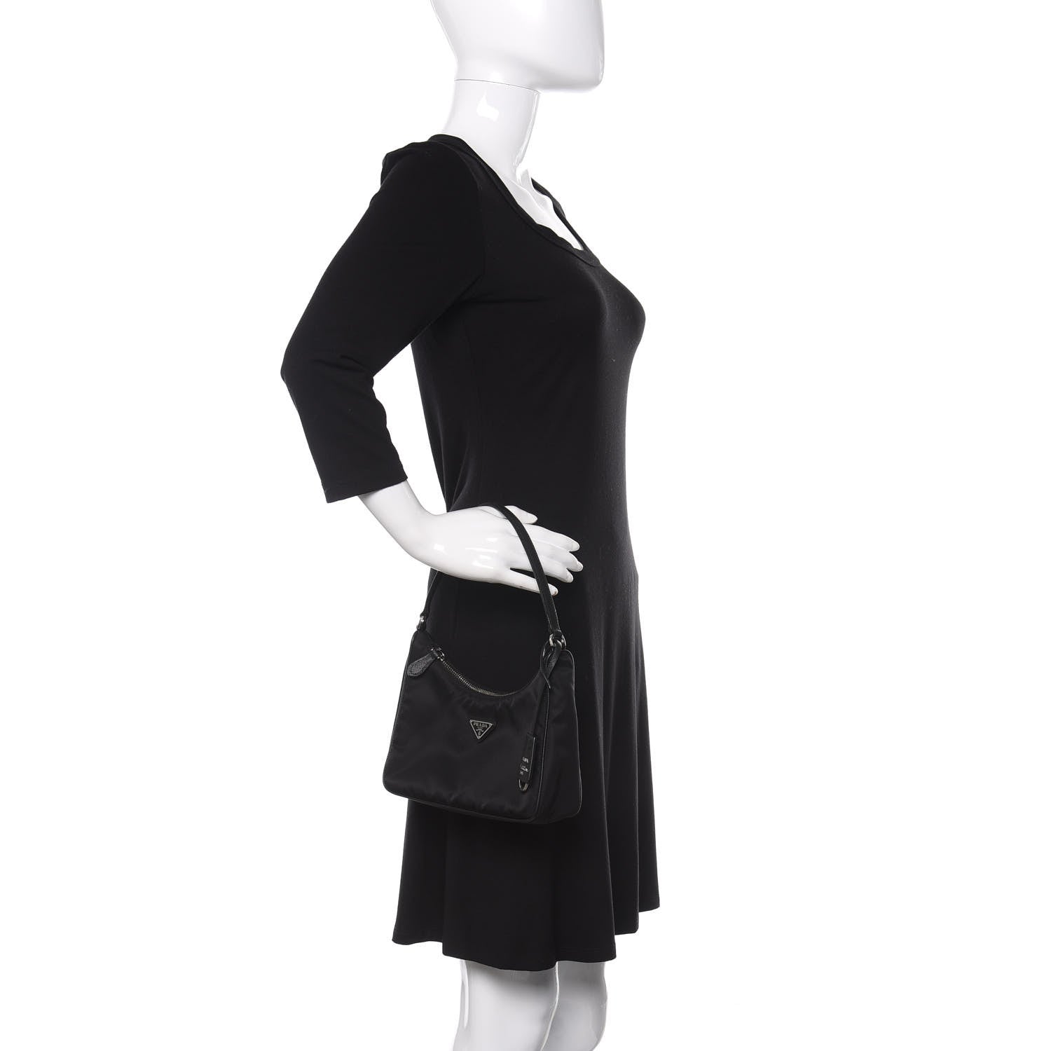 Prada Tessuto Nylon Saffiano Mini Re-Edition 2005 Bag Black 2 of 9