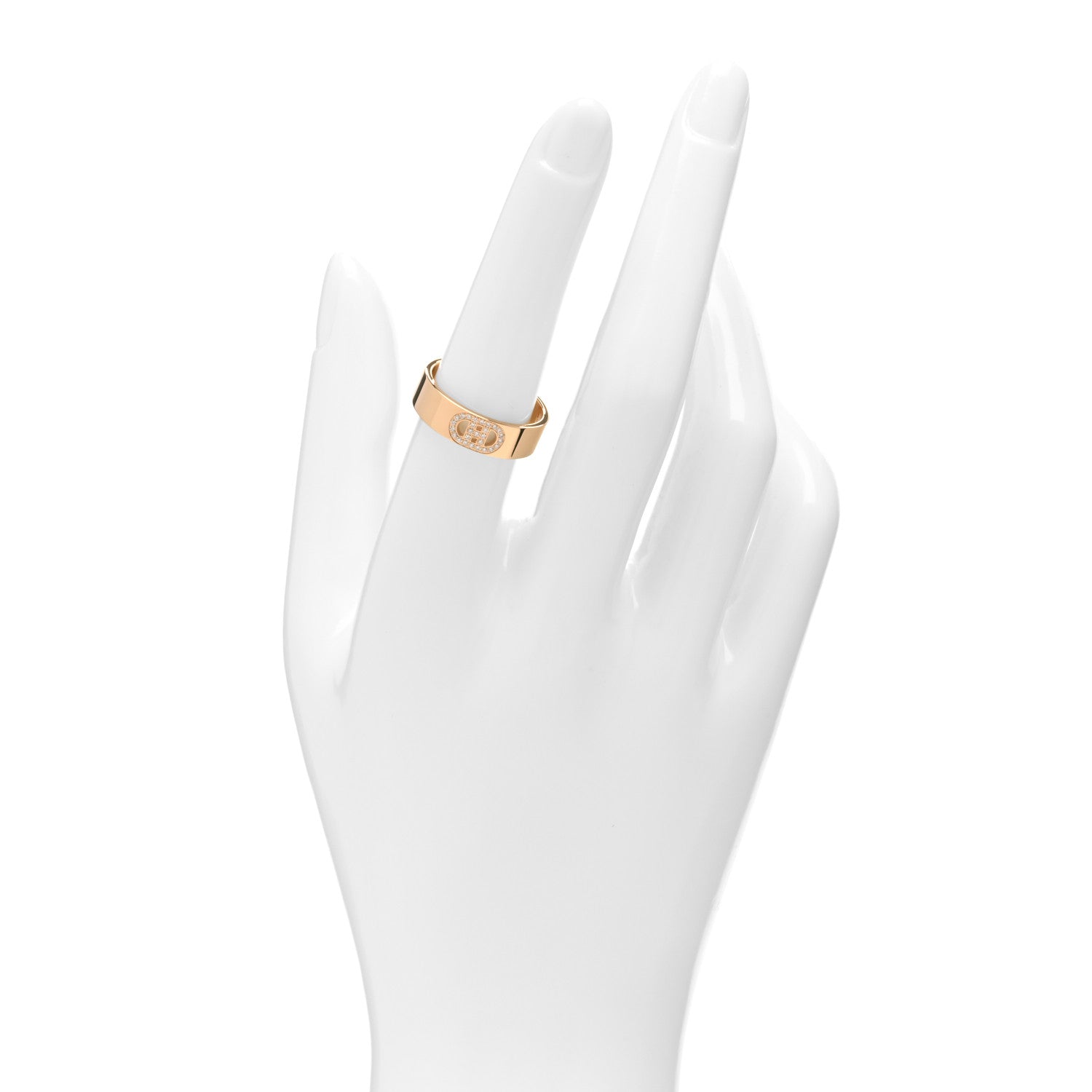Hermes 18K Rose Gold Diamond PM H D'Ancre Ring 54 6.75 2 of 4