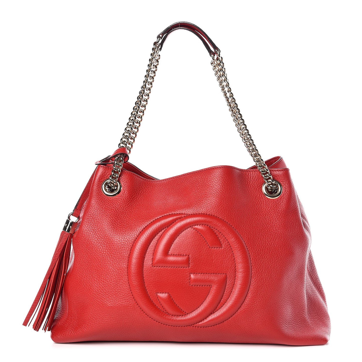 Pebbled Calfskin Medium Soho Chain Shoulder Bag Tabasco Red