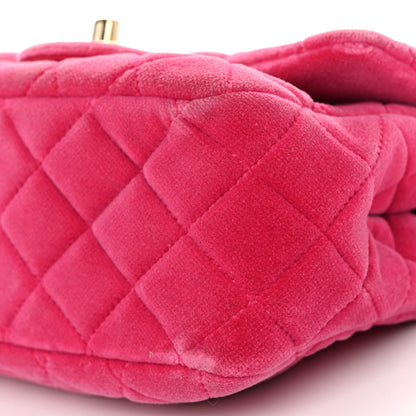 Chanel Velvet Quilted Mini Square Pearl Crush Flap Fuchsia 10 of 11