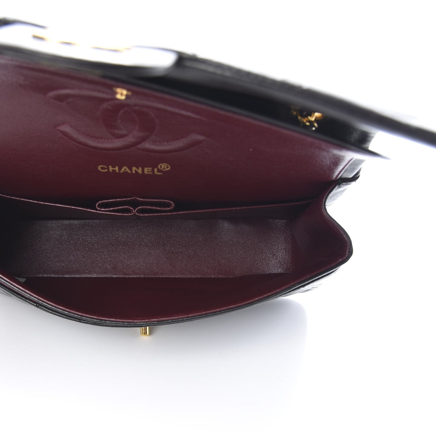 Lambskin Quilted Medium Double Flap Black