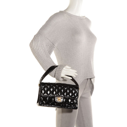 Chanel Patent Quilted Medium Double Sided Flap Black 2 of 9