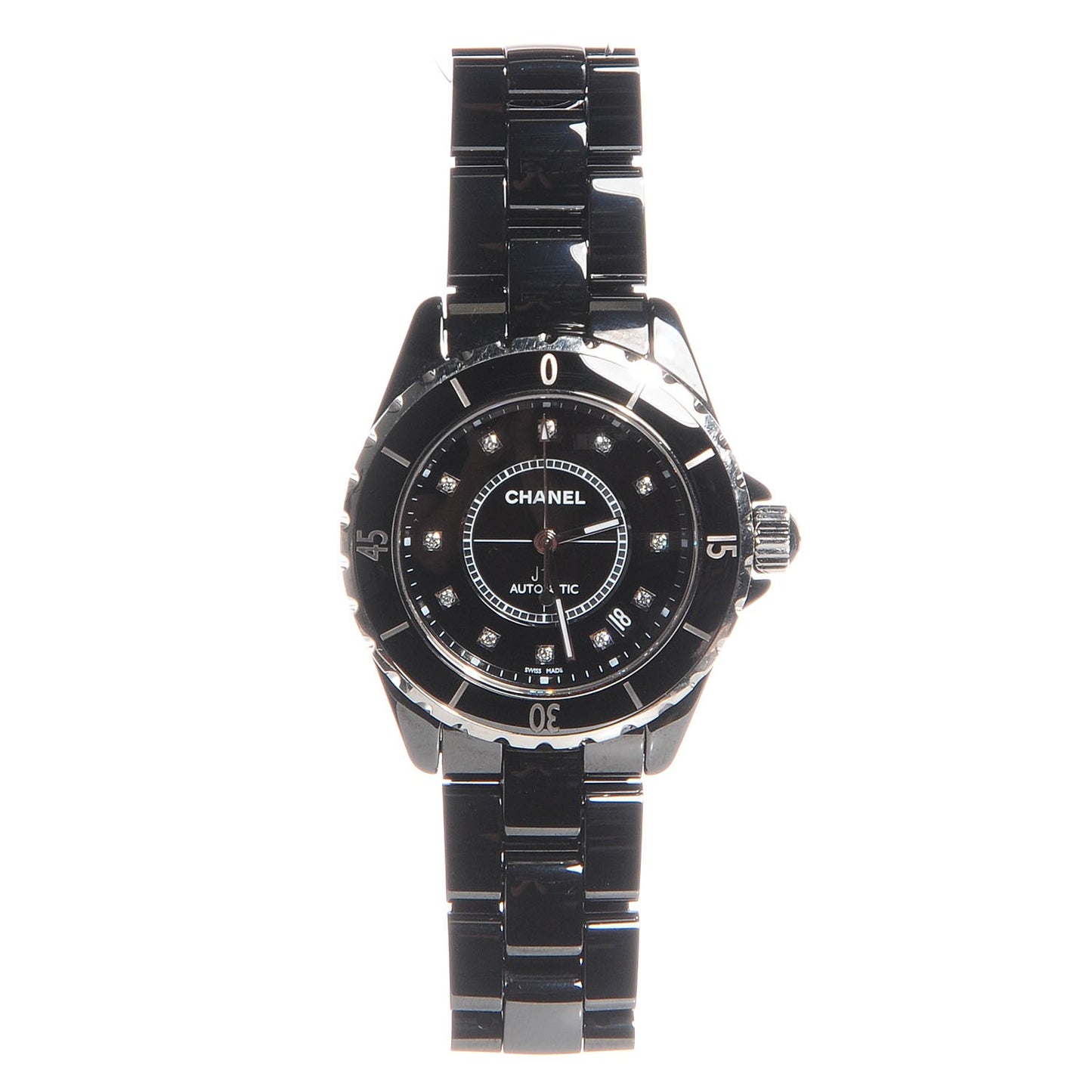 Stainless Steel Ceramic Diamond 38mm J12 Automatic Watch Black