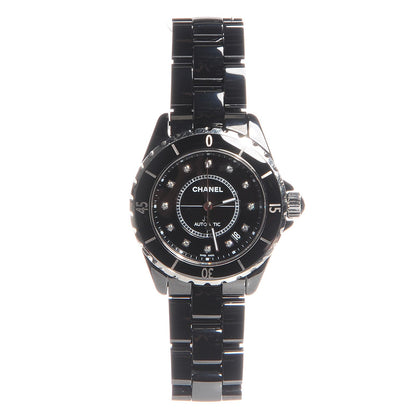 Chanel Stainless Steel Ceramic Diamond 38mm J12 Automatic Watch Black 3 of 6