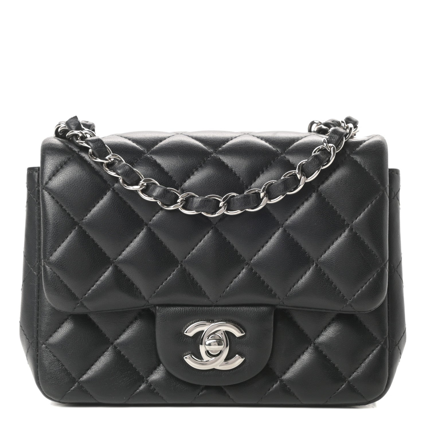 Chanel Lambskin Quilted Mini Square Flap Black 1 of 12