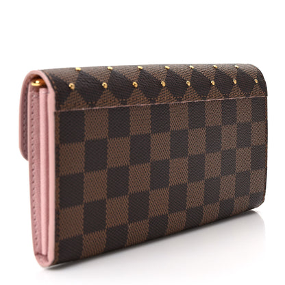Louis Vuitton Damier Ebene Studded Sarah Wallet NM Rose Ballerine 3 of 6