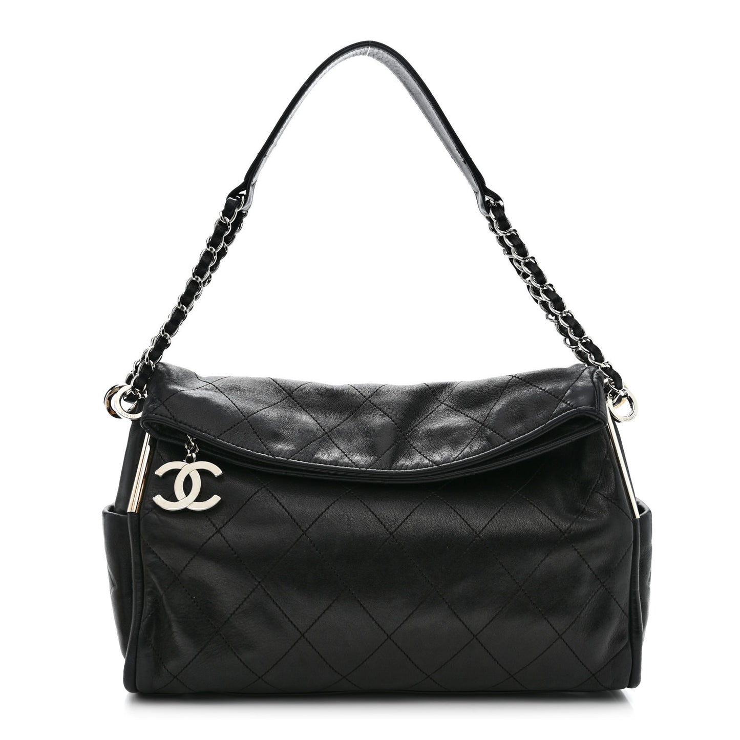 Lambskin Stitched Medium Ultimate Soft Tote Black