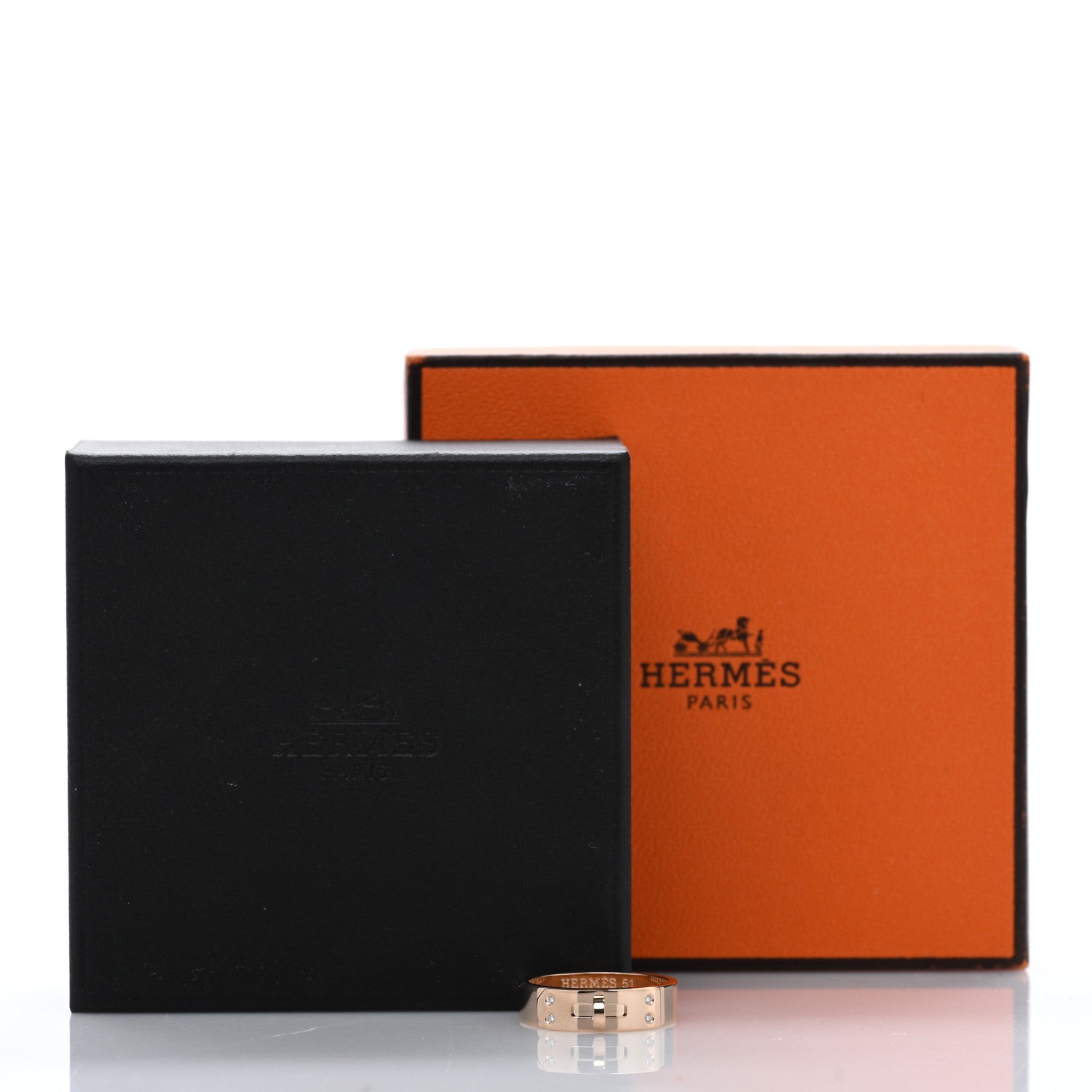 Hermes 18K Rose Gold Diamond PM Kelly Ring 51 5.75 5 of 5