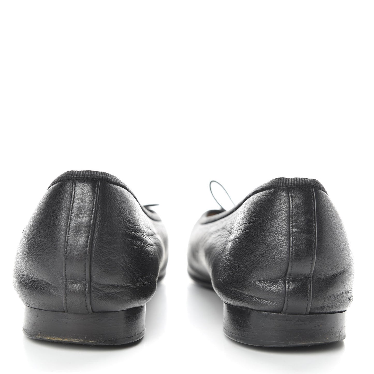 Lambskin Patent Cap Toe Ballerina Flats 37.5 Black