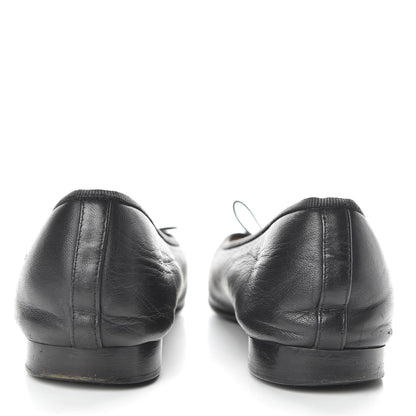 Chanel Lambskin Patent Cap Toe Ballerina Flats 37.5 Black 6 of 11