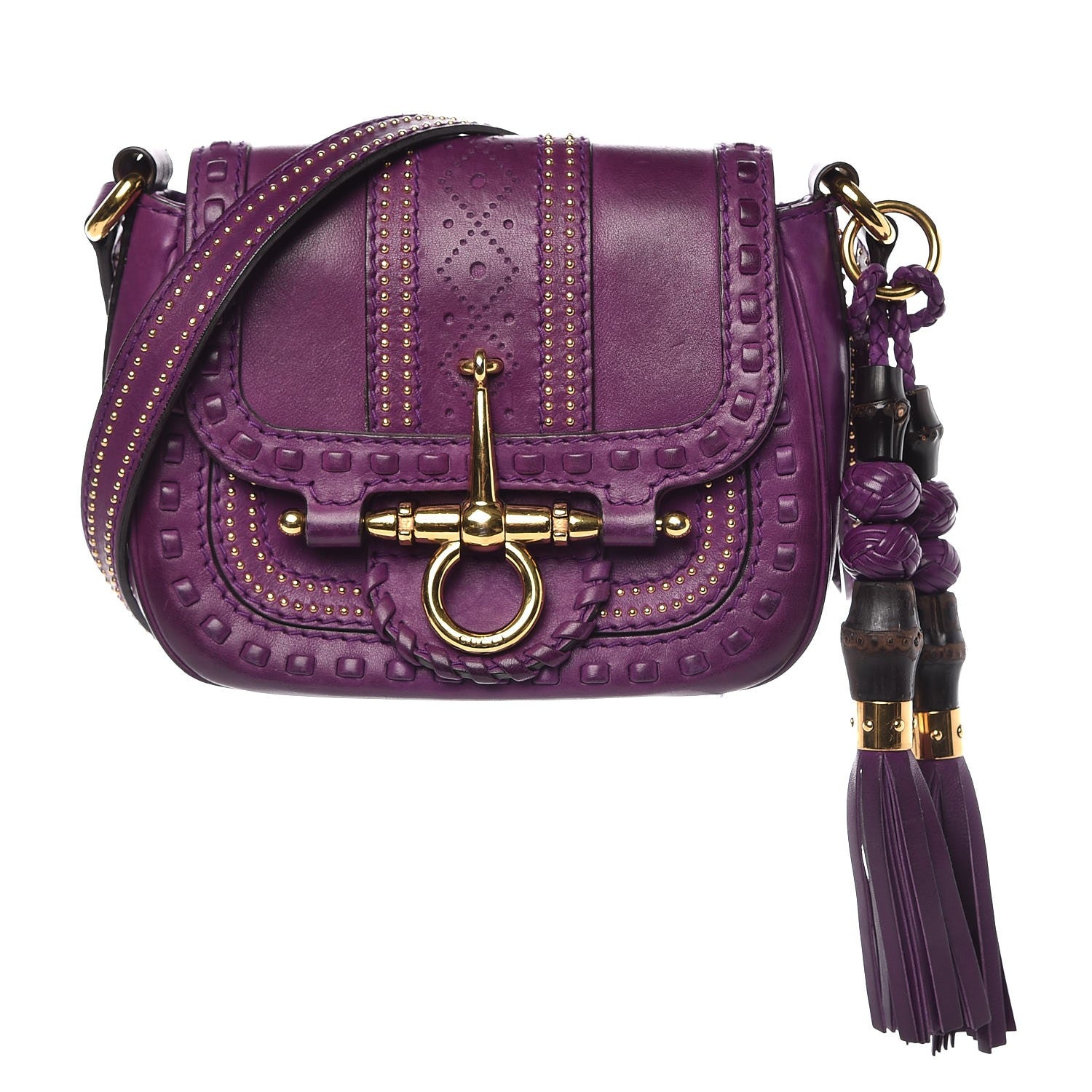 Gucci Calfskin Small Snaffle Bit Shoulder Bag Purple 1 of 14