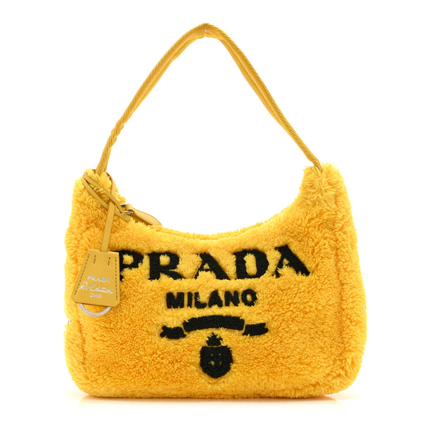 Prada Terry Cloth Mini Re-Edition 2000 Bag Giallo Black 1850872