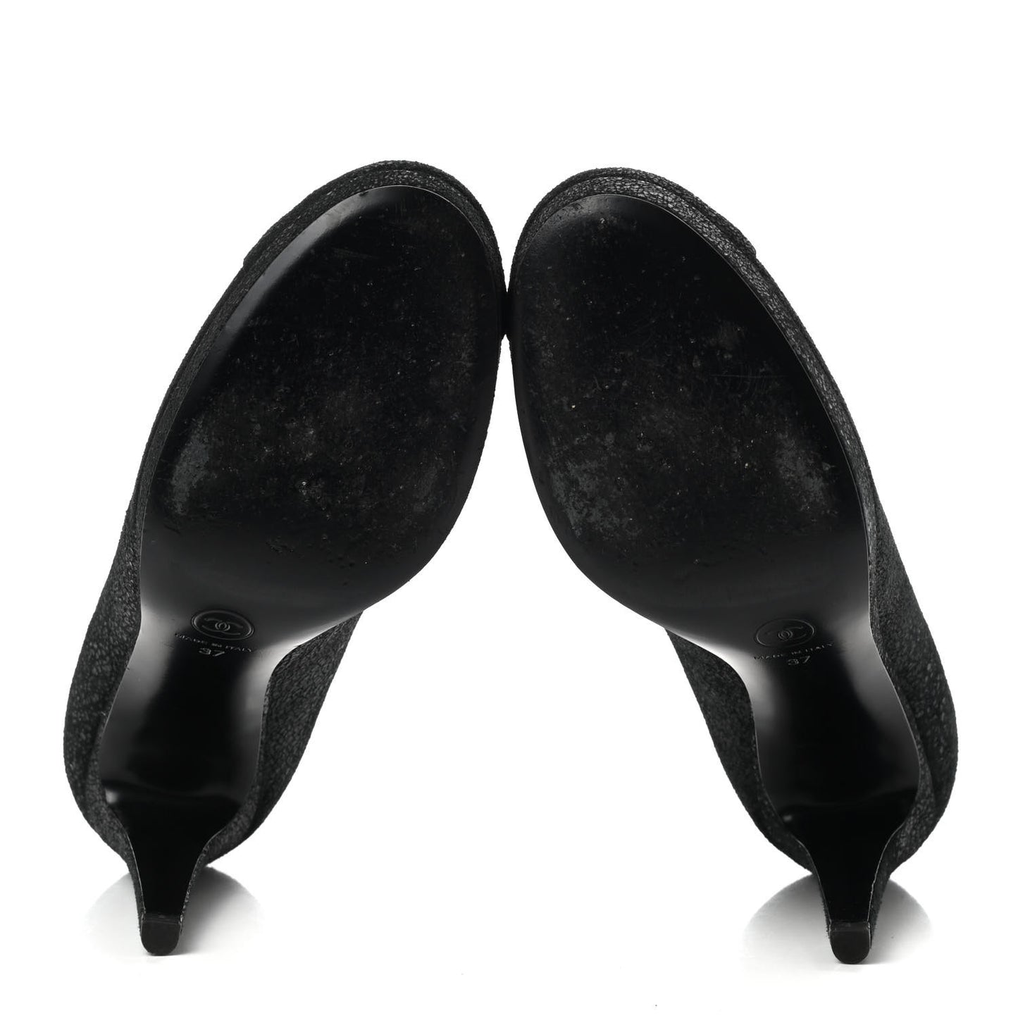 Calfskin Buffalo Cap Toe CC Pumps 37 Black
