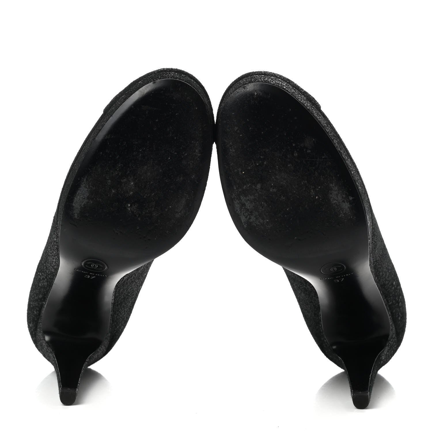 Chanel Calfskin Buffalo Cap Toe CC Pumps 37 Black 5 of 8
