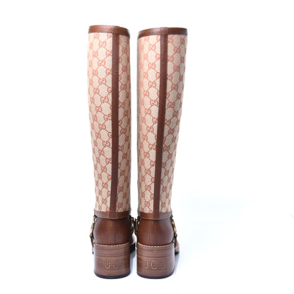Gucci GG Monogram Calfskin Lola Tall Boots 39.5 Beige Ruggine Cuir 7 of 11