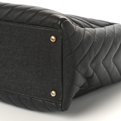 Chanel Caviar Chevron Quilted Coco Handle Shopping Tote Black 9 of 11