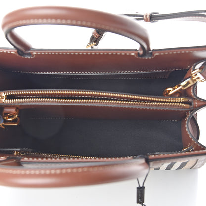 Burberry Calfskin Vintage Check Mini Two Handle Title Bag Archive Beige 4 of 7