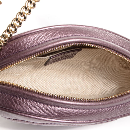 Gucci Metallic Pebbled Calfskin Mini Soho Chain Bag Purple 6 of 10