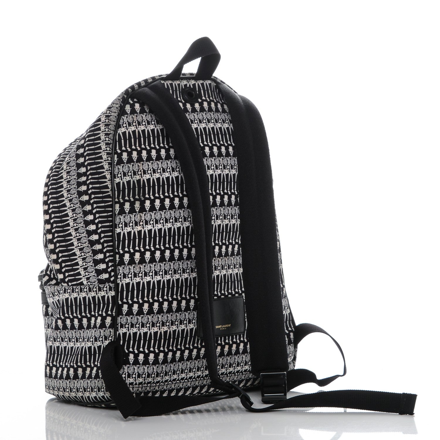 Saint Laurent Nylon City Skeleton Print Backpack Black White 3 of 6