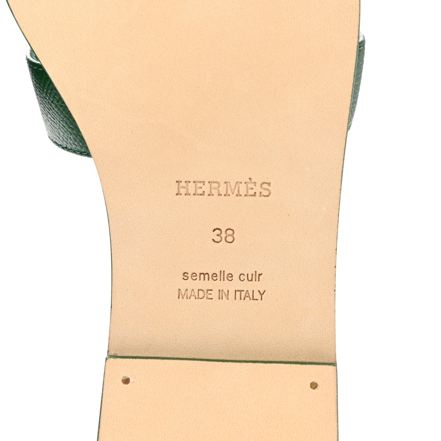 Hermes Epsom Oran Sandals 38 Vert Cactus 6 of 9