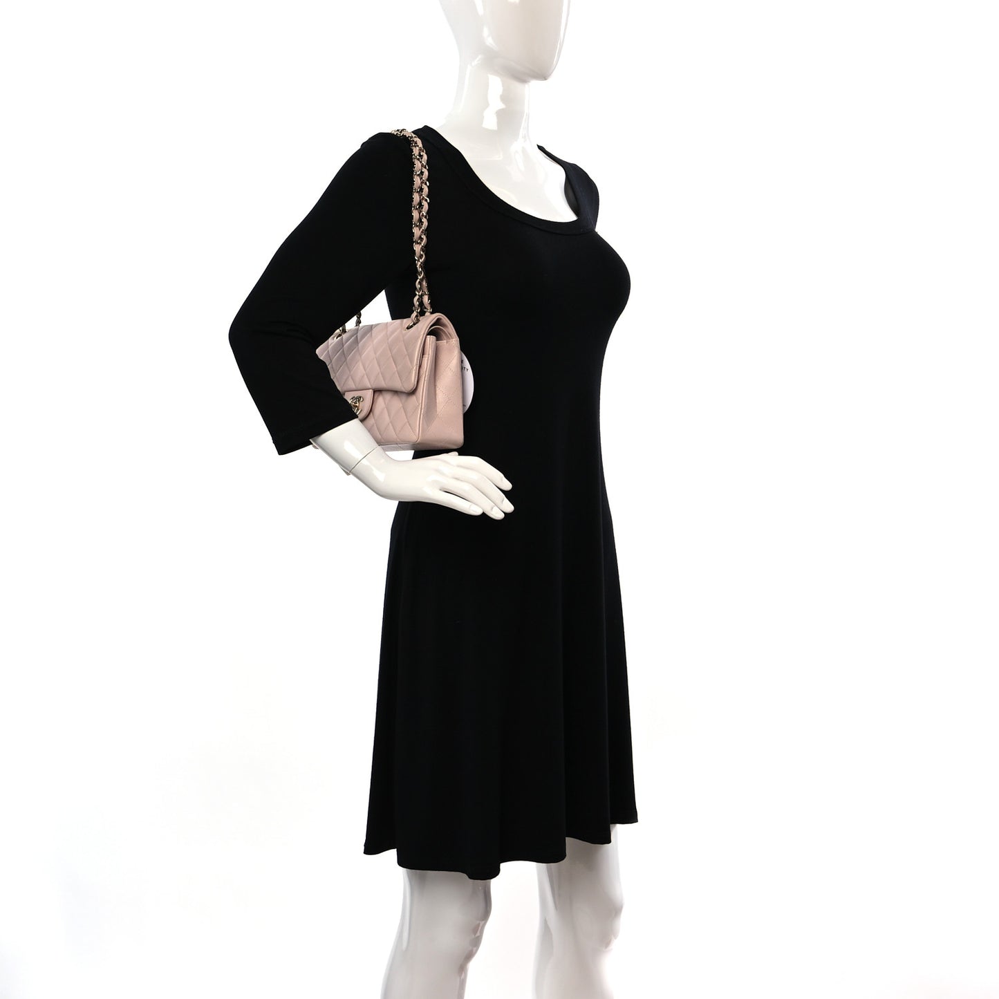 Caviar Quilted Small Double Flap Light Pink