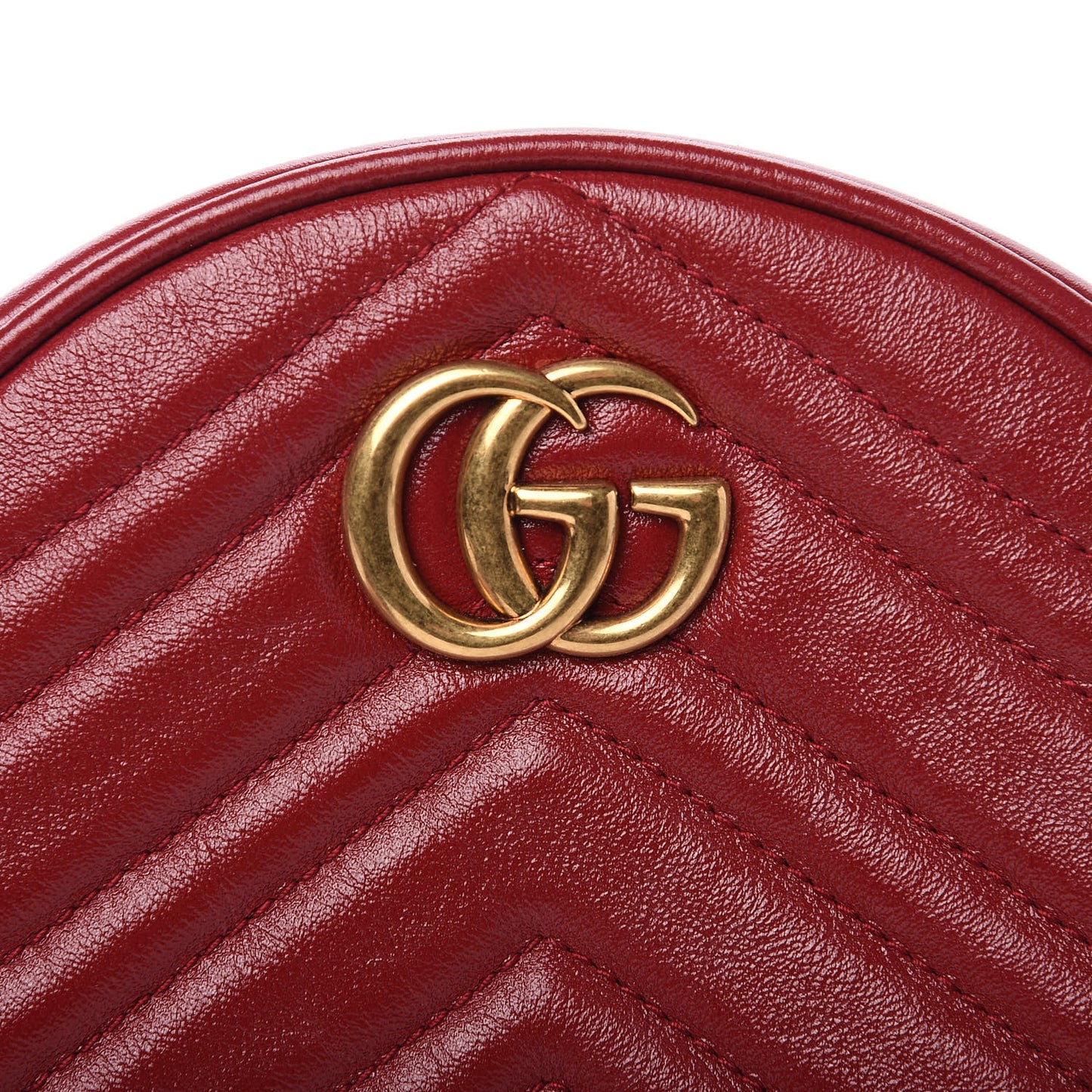 Glazed Calfskin Matelasse Heart Mini GG Marmont Round Shoulder Bag Romantic Cerise