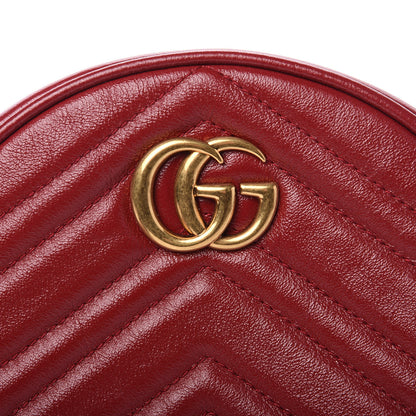 Gucci Glazed Calfskin Matelasse Heart Mini GG Marmont Round Shoulder Bag Romantic Cerise 9 of 9