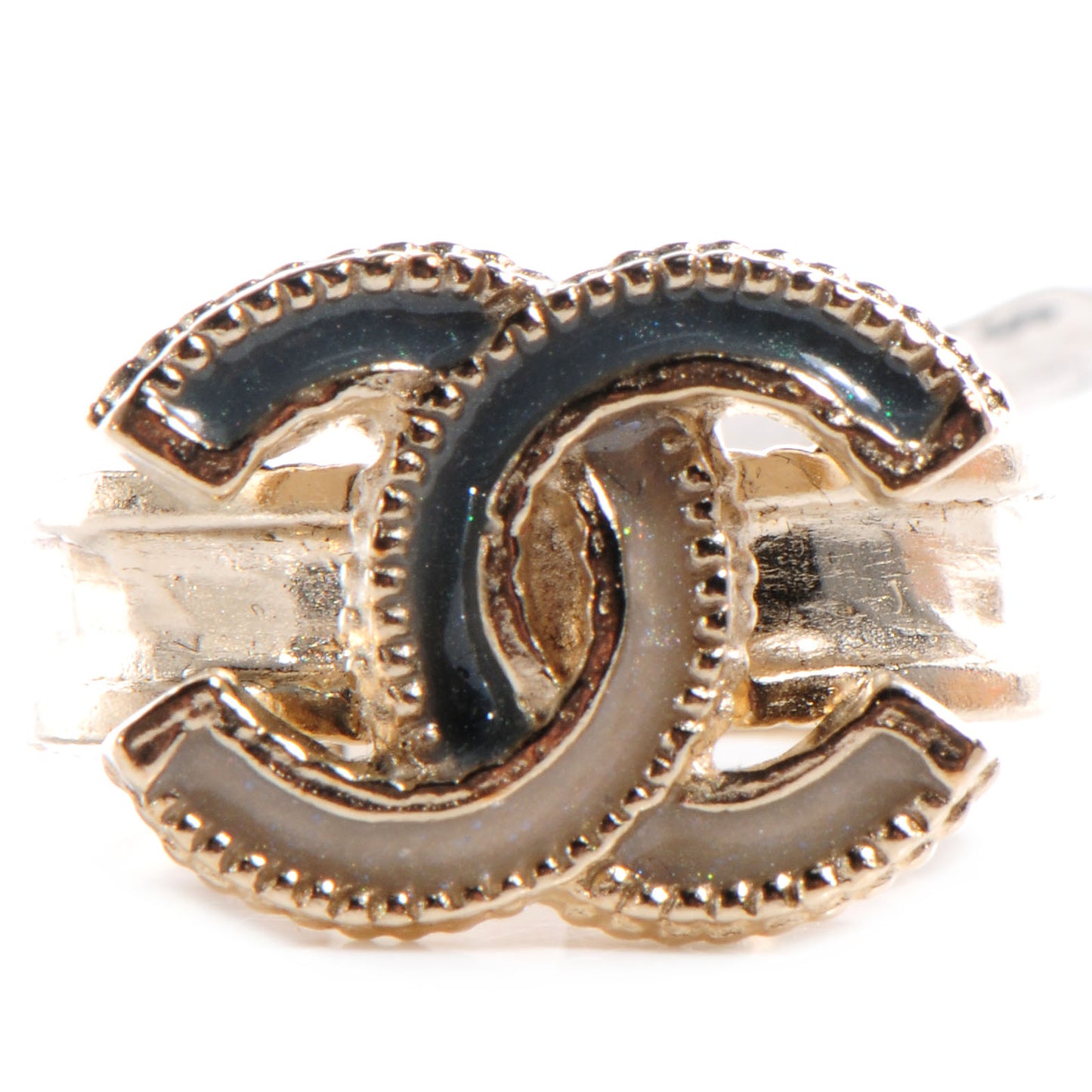 Glitter Enamel CC Ring 7 Gold