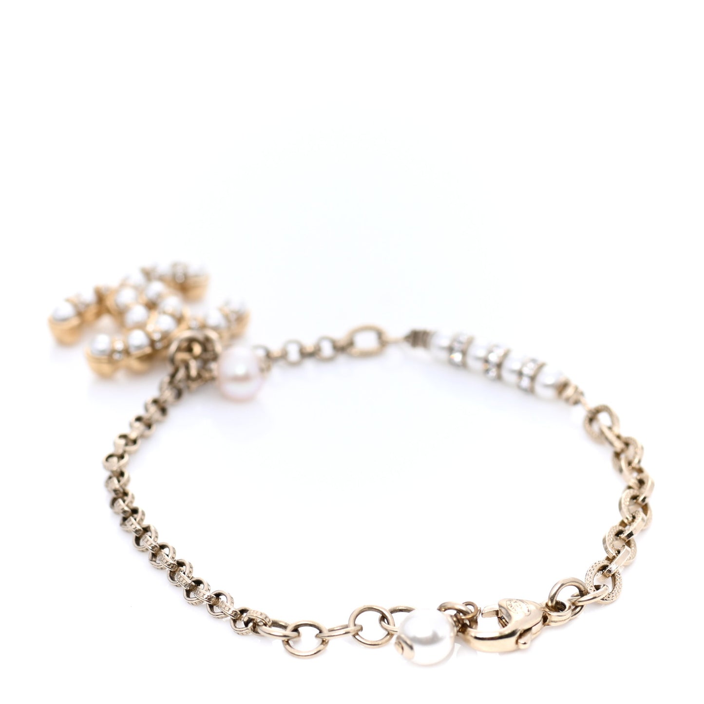 Pearl Crystal Nefertiti CC Bracelet Gold