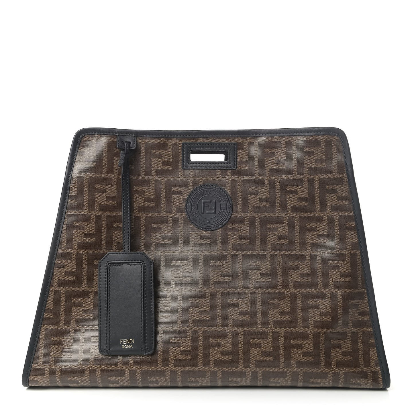 Glazed Fabric Vitello Century FF 1974 Stamp Patch Medium Peekaboo Defender Cover Mogano Panna Black