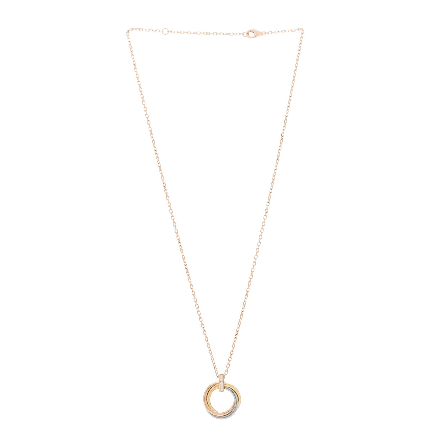 18K Pink White Yellow Gold Diamond Trinity Pendant Necklace