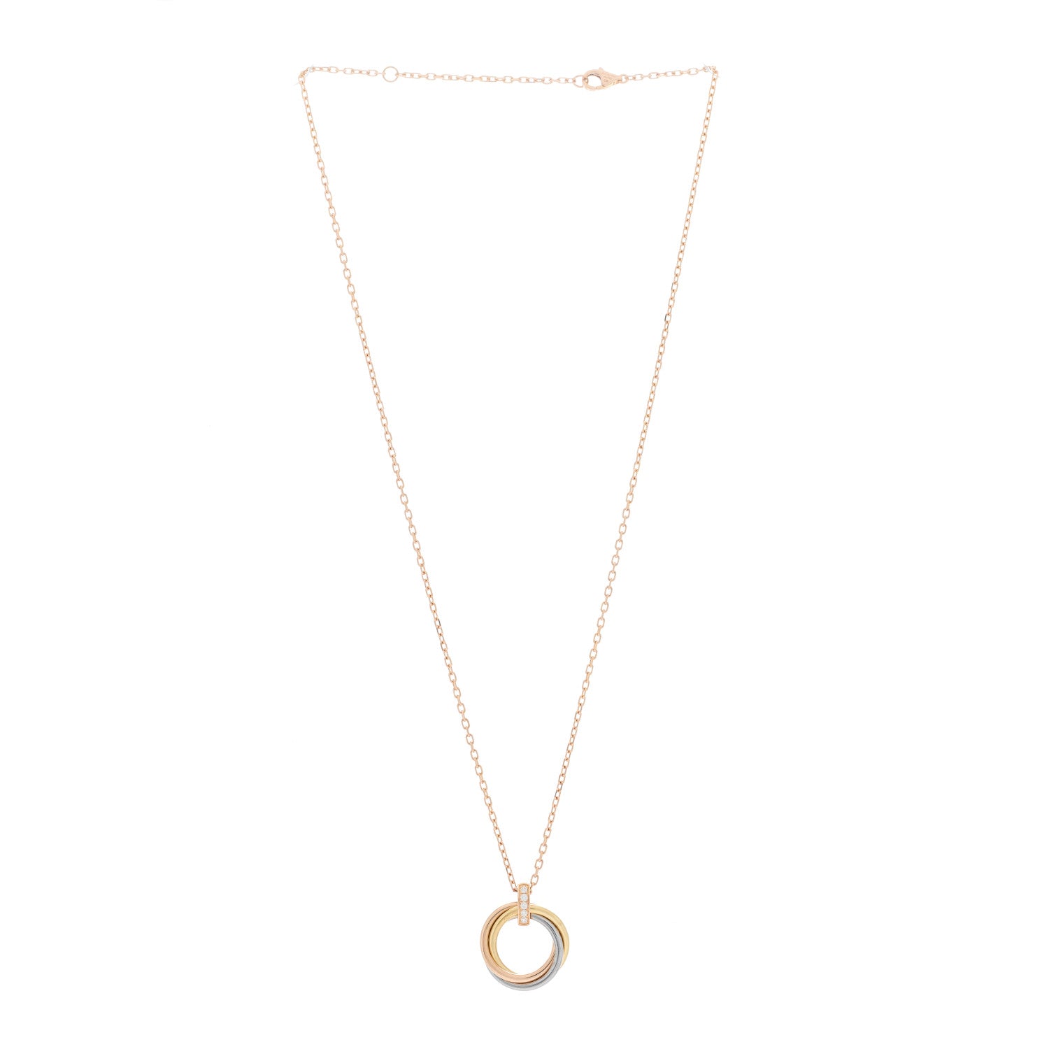 Cartier 18K Pink White Yellow Gold Diamond Trinity Pendant Necklace 2 of 6