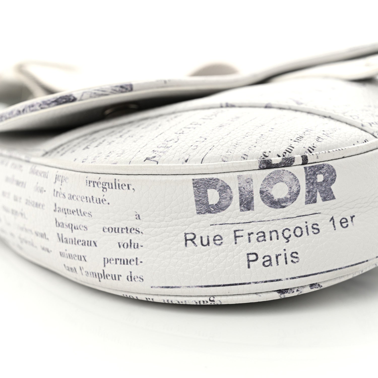 Christian Dior X DANIEL ARSHAM Grained Calfskin Newspaper Print Saddle Bag White 10 of 12