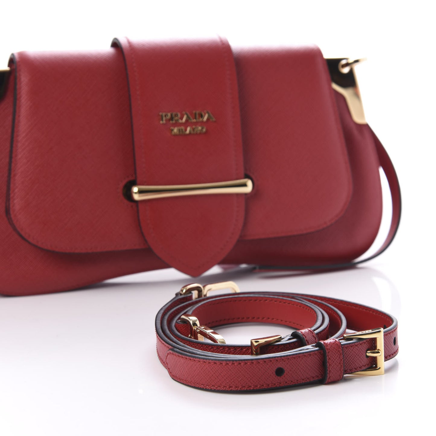 Saffiano Lux Sidonie Shoulder Bag Fuoco
