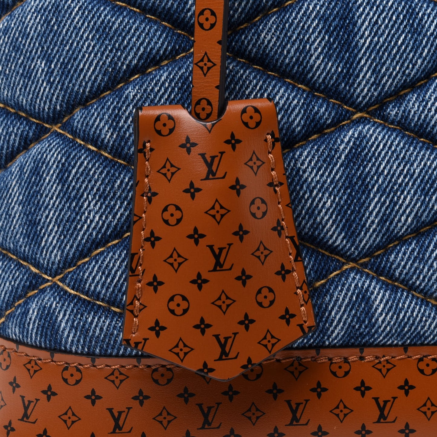 Denim Calfskin Reverse Monogram Malletage Alma BB Blue