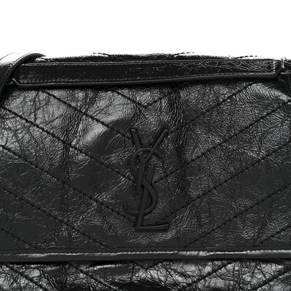 Saint Laurent Crinkled Calfskin Matelasse Monogram Medium Niki Chain Satchel Black 8 of 10