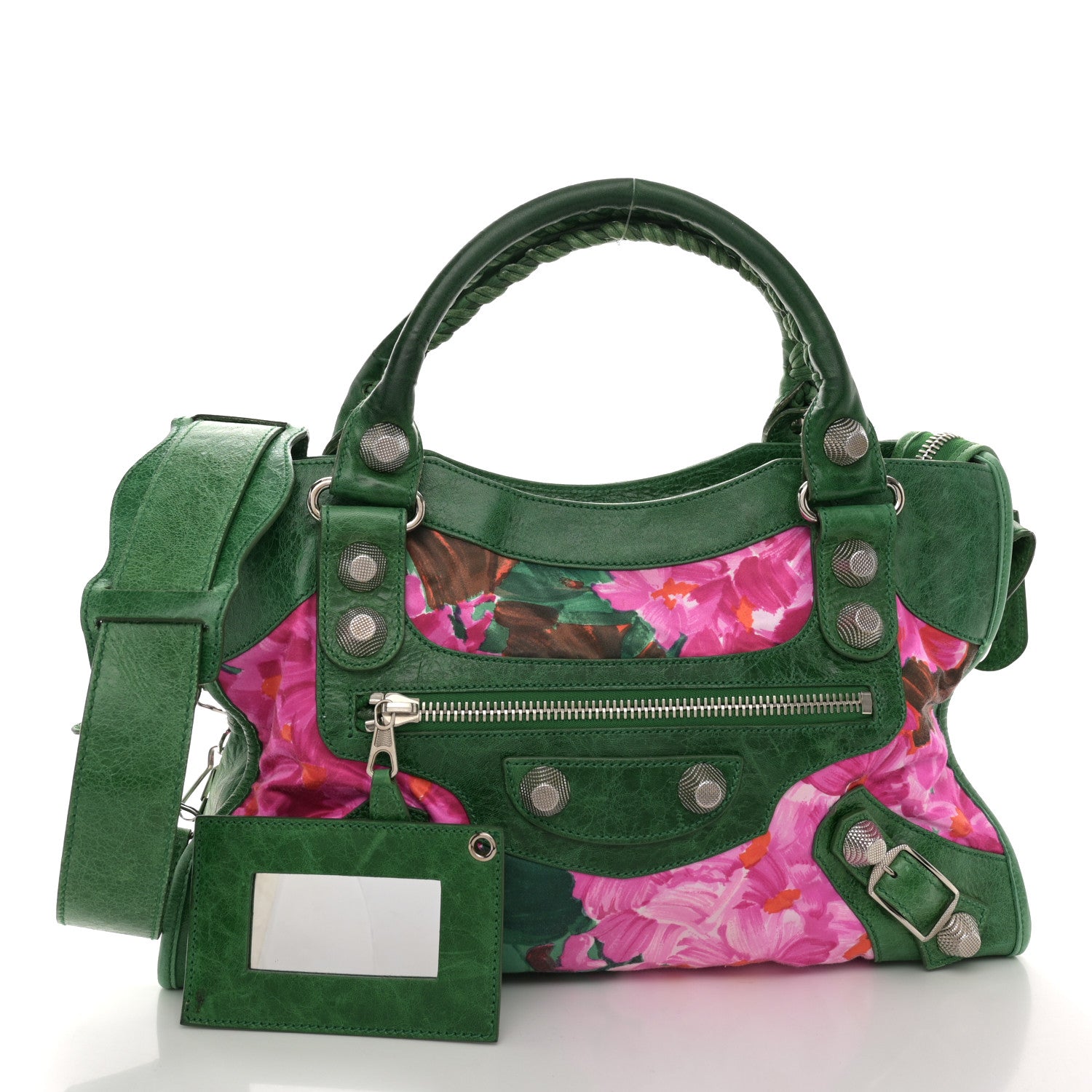 Balenciaga Chevre Satin Giant City Green Floral 3 of 15
