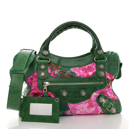 Balenciaga Chevre Satin Giant City Green Floral 3 of 15