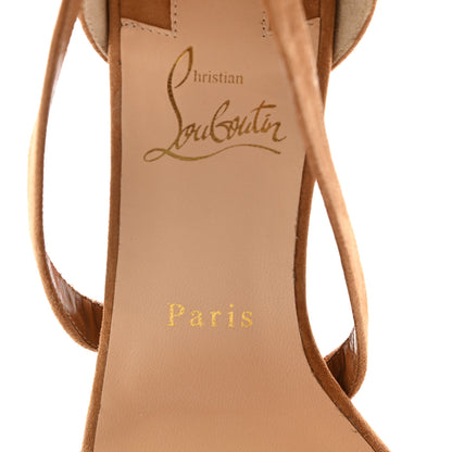 Christian Louboutin Veau Velours Loubi Bee Alta 130 Sandals 37.5 Cafe Creme 7 of 9