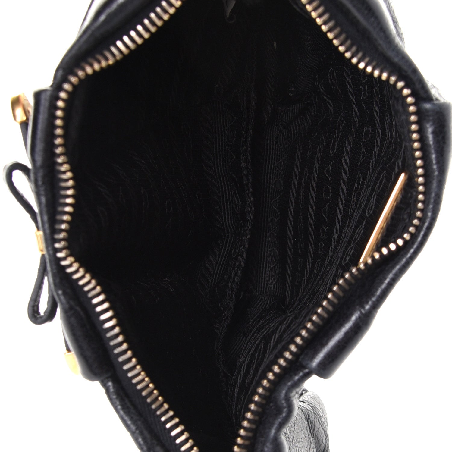 Prada Vitello Shine Mordore Wristlet Clutch Black 8 of 8