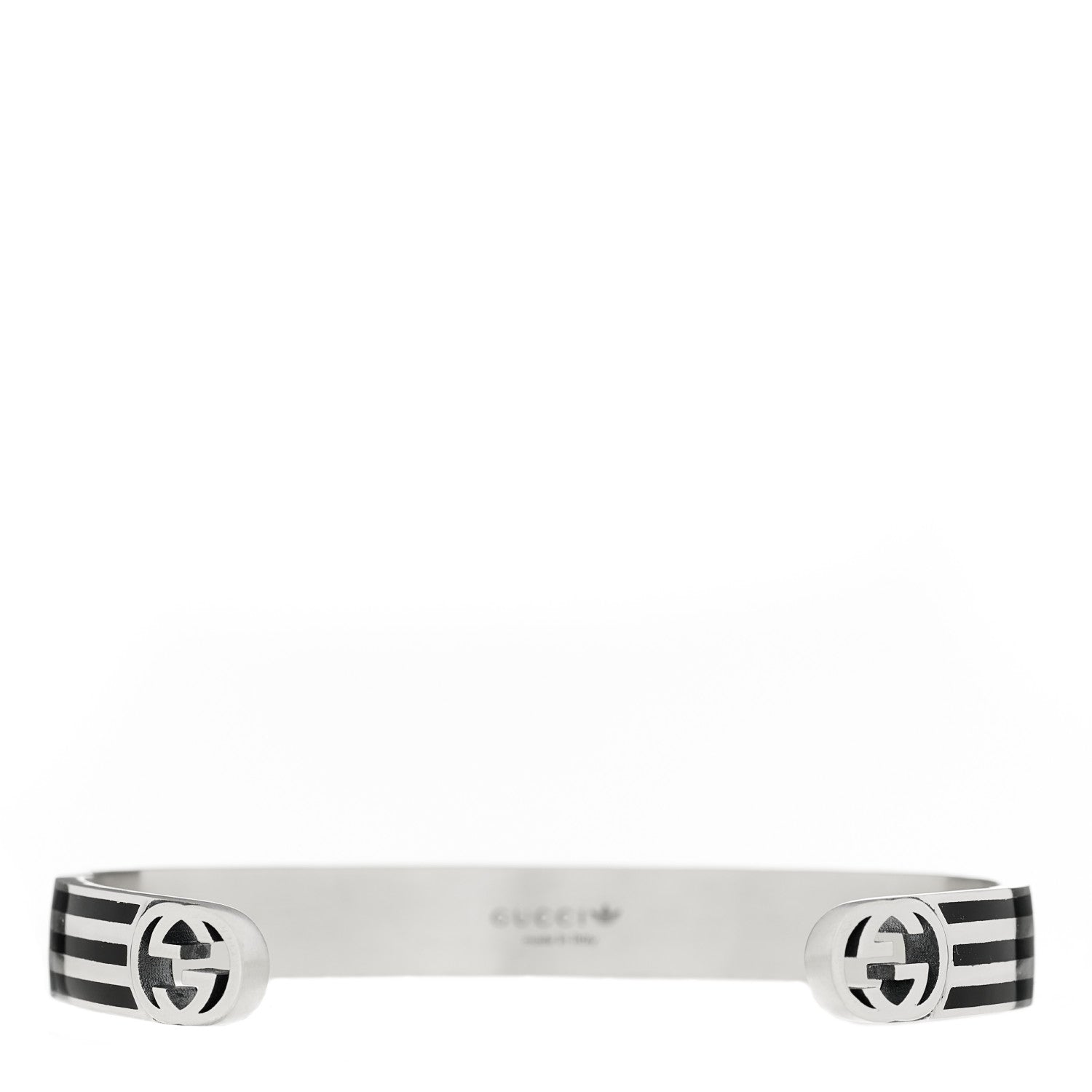 Gucci X ADIDAS Sterling Silver Enamel Cuff Bracelet 19 Black 2 of 5