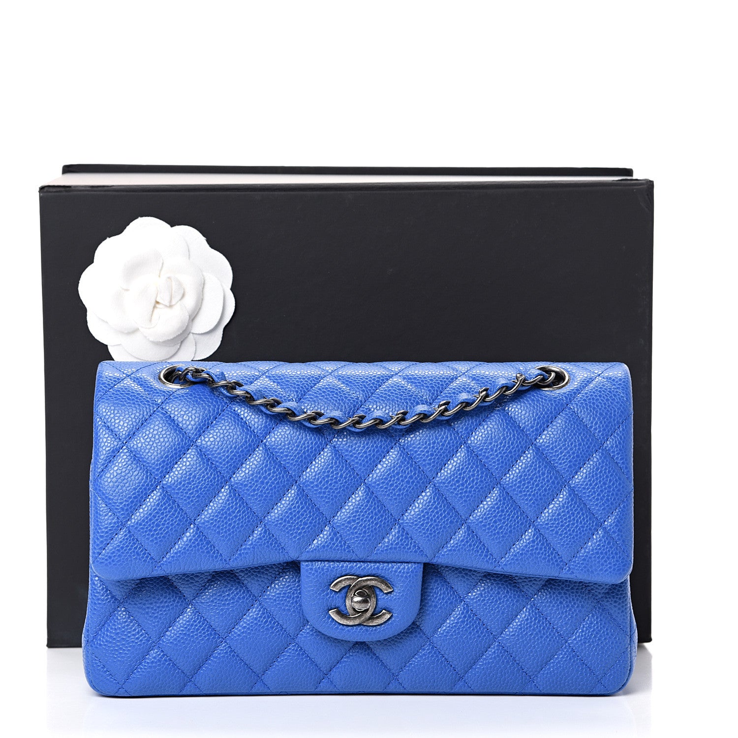 Chanel Caviar Quilted Medium Double Flap Blue 10 of 10