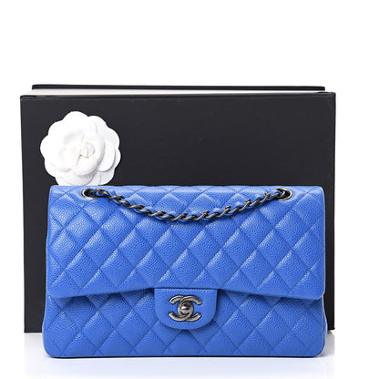 Chanel Caviar Quilted Medium Double Flap Blue 10 of 10