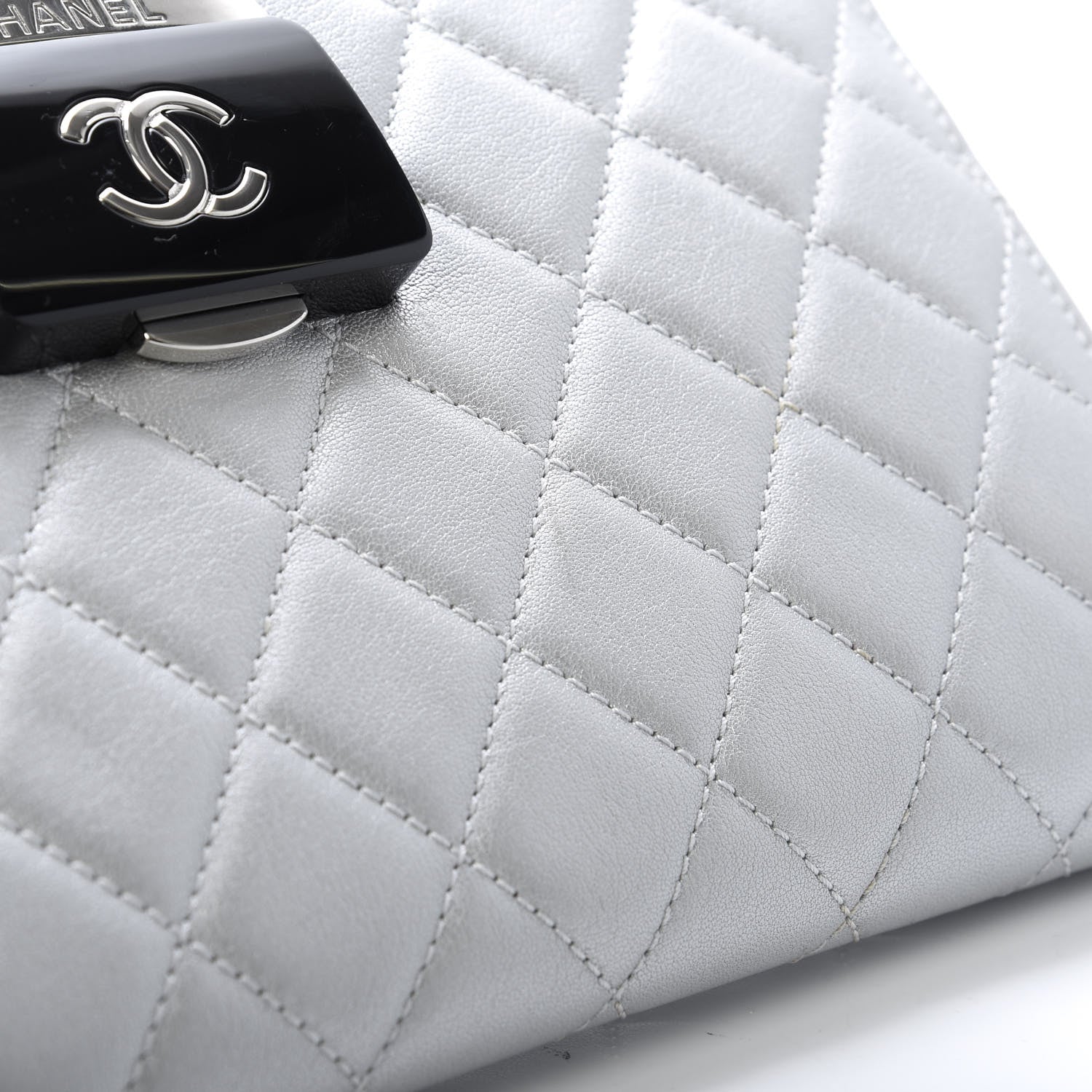 Chanel Metallic Sheepskin Quilted Beauty Lock Clutch Silver 12 of 12