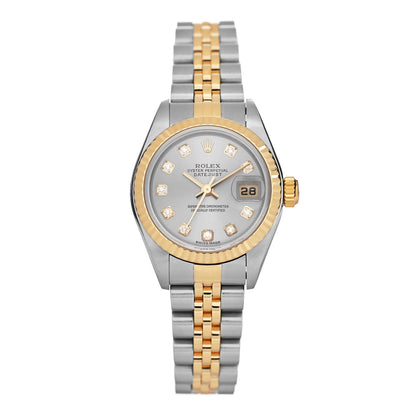 Rolex Stainless Steel 18K Yellow Gold Diamond 26mm Oyster Perpetual Datejust Watch Silver 79173 1 of 4