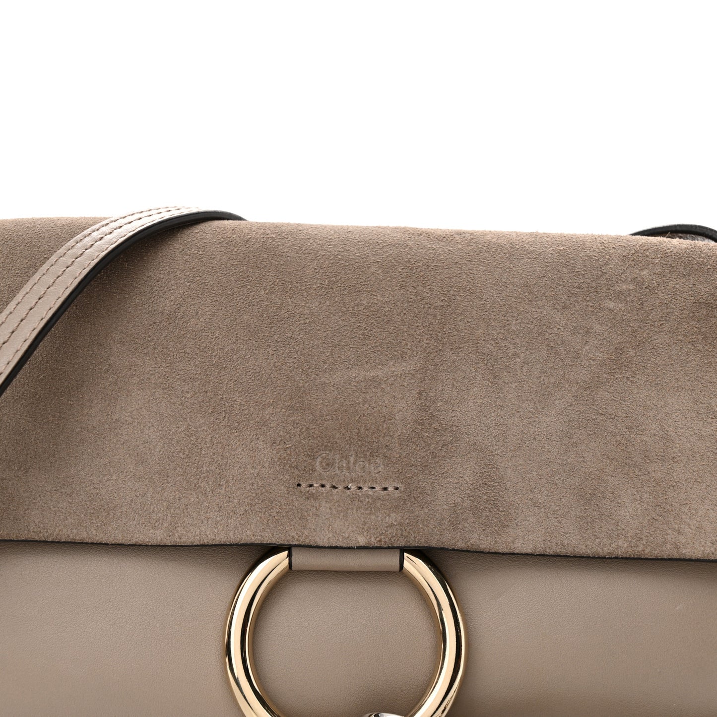 Suede Calfskin Small Faye Shoulder Bag Motty Grey