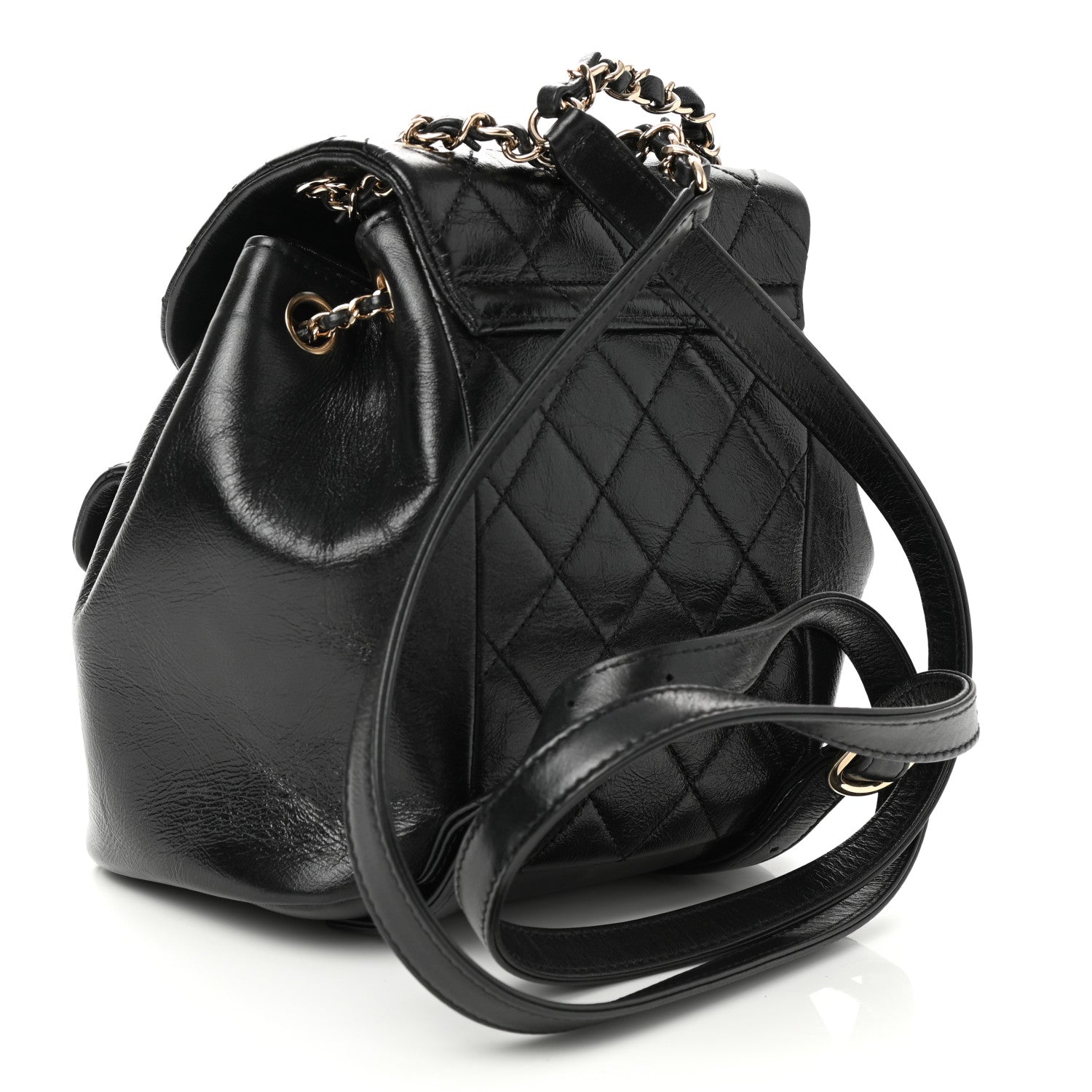Chanel Glazed Aged Calfskin Quilted Small Duma Drawstring Backpack Black 3 of 11