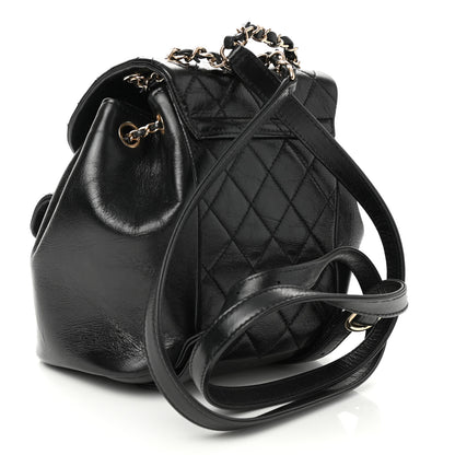 Chanel Glazed Aged Calfskin Quilted Small Duma Drawstring Backpack Black 3 of 11