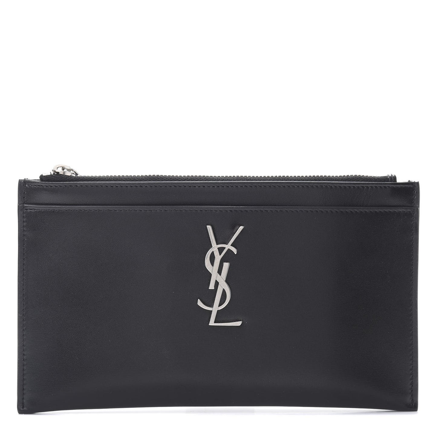 Smooth Calfskin Monogram Zip Bill Pouch Black