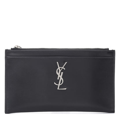 Saint Laurent Smooth Calfskin Monogram Zip Bill Pouch Black 1 of 8